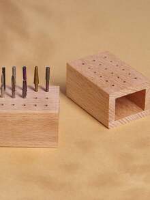 Beautizon Nailartlab 1Pc Nail Polish Head Storage Rack 18-Hole Desktop Drill Bit Display Rack, Japanese-Style Nail Tool Log Storage Tool, Salon Manicurist Essential Tool - Multicolor - View 4