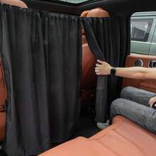 2/4pcs Blackout Car Privacy Divider Curtain + Side Window Curtain Set, 95% Blackout UV Protection Rear Seat Divider Curtain, Easy Install Black Privacy Window Curtain Set - A - View 13