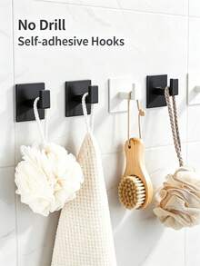 Heavy Duty Bathroom Hook, Self-Adhesive Design, No Drilling Required, Square Hook, Rust-Proof, Durable, Suitable For Hanging Clothes, Hats And Towels, Perfect For Kitchen And Living Room Use - Multicolor - View 7