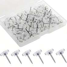 Push Pins, Multicolored Plastic Push Pins, Transparent Plastic-Headed Pins, Metal-Headed Pins, Heavy-Duty Flat-Head Push Pins, Steel-Tipped Pins; Suitable For Bulletin Boards, Cork Boards, Maps, Photos, And Paper.Pins For Pin Board - Multicolor - View 1