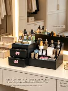 3pcs/1pc Large Capacity Drawer-Style Cosmetic Storage Box, Plastic Makeup Organizer, Lipstick Holder, Office Supplies Storage Box, Jewelry Box, Suitable For Vacation Beach, Bathroom, Bedroom And Other Places, Halloween Gift, Christmas Gift - Multicolor - View 9