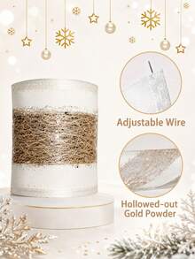 200cm White Edge Gold Sequin Metallic Ribbon, Suitable For Christmas Tree Decoration, Gift Wrapping, Wedding Bows And Wreaths, Shiny Durable Gold Glitter Polyester Handmade Ribbon, Suitable For DIY Crafts, Home Decor, Christmas Decoration, Christmas Party Supplies - Multicolor - View 10