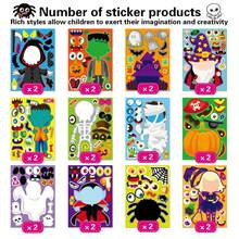 12/24 Halloween DIY Face Stickers - Classic Bat, Ghost, Pumpkin And Vampire Character Designs, Interactive Puzzle Toy Promotes Brain Development, Children's Party Gift, Gift Packaging, Classroom Activity, Halloween And Christmas Gift - Mixed Color - View 8