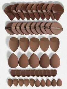Set Spons Makeup 50-10pcs, Grosir Profesional, Spons Concealer Ultra Lembut, Alat Makeup Wajah, Cocok untuk Alas Bedak Cair, Bedak, Toner - Coffee Brown - View 1