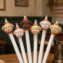 1pc Random Plush Bread Dog Pendant Pen, Cute And Stylish 0.5mm Black Ballpoint Pen, INS Style Black Quick-Dry Pen, Practice Pen, Retractable Pen, For Writing And Learning - One Size - View 4