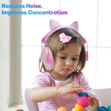 Earmuffs Kids Pink Cat Ear Adjustable Over Head  For Children Fireworks Travel - Pink - View 6