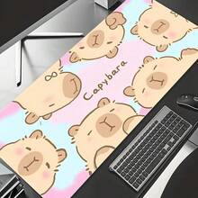 XXL وسادة ماوس ألعاب وحصيرة مكتب كبيرة جداً بتصميم كابيبارا كرتوني لطيف باللون الوردي الباهت، قاعدة مطاطية مانعة للانزلاق، سطح ناعم للوحة المفاتيح والماوس، قماش ناعم، مناسبة للكمبيوتر المحمول والمكتب وإكسسوارات الألعاب، حجم كبير جداً - كابيبارا كرتوني - مشاهدة 1