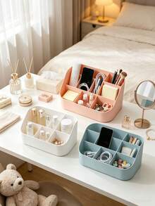1pc Minimalist 5-Compartment Storage Box Baby Room Desktop Organizer Bedroom Storage Multi-Functional Organizer (3 Colors) - Multicolor - View 8