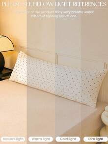 1pc 100% Beige & Black Polka Dot Print Pillow Case (Pillow Insert Not Included), Soft & Breathable, Envelope Closure, Suitable For Bed, Sofa, Living Room Decor, Country Style, Size 20"X54", Decorative Pillow Case, Washable, Suitable For Men & Women - White - View 5