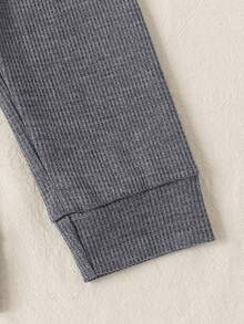 2pcs/Set Boys Casual Letter Patchwork & Colorblock Long Sleeve Polo Top With Solid Long Pants Outdoor Outfit, Spring/Autumn - Grey - View 8