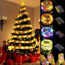 20/50/100LED Christmas Ribbon With Lights Battery Operated Indoor String Lights Christmas Tree Accessories Decoration For Christmas New Year Gifts - AA Christmas Ribbon Light String - View 3