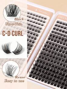 CMAYOME 200/384pcs Individual Curl Eyelash Extension Kit, D Curl 10-16mm Mixed Style, DIY Eyelash Extension Set Includes Natural, Delicate, Voluminous, Long-Lasting Lashes, Glue, Sealer And Tweezers, Suitable For Beginners Daily, Party, Music Festival Use - Multicolor - View 11