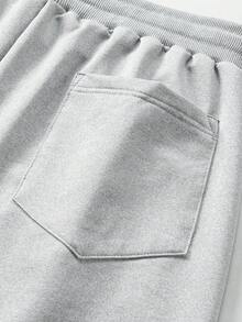 Blueprint Man 1pc Men's Light Gray Jogger Sweatpants, Elastic Drawstring Waist Adjustable For Different Waist Sizes, Soft Knit Fabric, Comfortable And Skin-Friendly, Casual Minimalist Style, Suitable For Daily Wear And Commuting, Men's Long Pants - Light Grey - View 11