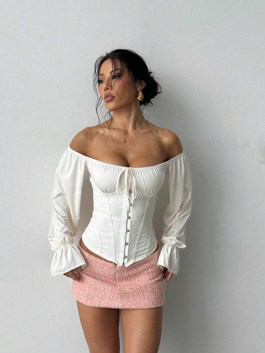 1pc Solid Color Knit Fabric Front Button Waist Crop Top, Suitable For Daily Wear And Dates, All Seasons Spring