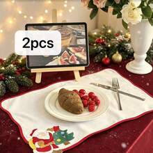 1/2/4pcs Holiday Party Decoration Napkins, Christmas Home Dinner Table Decor, Creative Atmosphere Photo Props - White - View 13