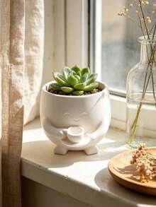 Cute Expression Planter, Succulent Plant Pot, Meditation/Hug/Heart Gesture, Indoor Decorative Plant Pot, Candy Storage Desktop Organizer Box, Home Office Decor, Plant Lover Gift - A - View 11