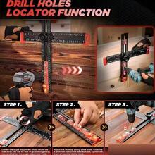 1pc 2-In-1 Drill Positioning Ruler, Combination Square, T-Square, Cabinet Hardware Positioning Clamp, Drawer Installation Woodworking Tool, 4-In-1 Drill Positioning Ruler, 35cm Long, Multi-Function Cabinet Hardware Positioning Clamp, Metric T-Square, Black Marking Gauge Tool - A - View 8