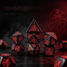 7Pcs Cthulhu Octopus Polyhedral Dice Set, Red Engraved Dice For Table Board Game, Dice Gift For Game Lovers - Red - View 2