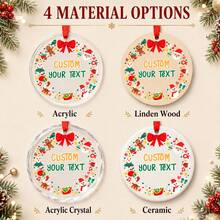 Custom Round Christmas Ornament With Text, Personalized Festive Holiday Hanging Decor, Cheerful Santa Snowman Christmas Tree Style, Customized Christmas Tree Ornament, Customizable Name Keepsake, Christmas Home Decor, Holiday Gift, Christmas Gift - Style a - View 2