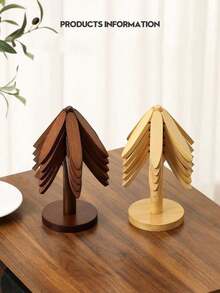 1 Set Walnut Wood Tree-Shaped Heat-Insulating Mat Set - Natural Tree-Shaped Heat-Insulating Mat Combination - 5 Wooden Heat-Insulating Mats With 1 Storage Rack, Foldable Kitchen Wooden Heat-Insulating Mat, Suitable For Hot Dishes, Pots, Bowls, Teapots, Etc., With Heat Insulation And Anti-Scalding Functions, Ideal Choice For Pot Mats, Coasters, Clay Pot Mats. Tree-Shaped Design, Home Heat-Resistant Table Mat, High-Quality Coaster, Modern Minimalist Table Mat, Also Suitable As Christmas Gift. - View 7