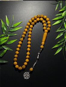 1pc New Ramadan Resin 45-Bead Metal Single Tassel Tasbih Prayer Beads, Universal Ramadan Prayer Bracelet, Portable Religious Hand String - Multicolor - View 4