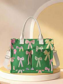 1pc Children's Tote Bag, Multi-Scenario Versatile, Extra Large Capacity, Ultra Lightweight & Portable, Versatile & Practical, Bowknot, Heart, Cherry Print Large Capacity Crossbody Mommy Bag, Multiple Pockets, Detachable Shoulder Strap, 2026 New Highly Attractive Daily Handbag - Multicolor - View 17