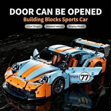 1500pcs Cool Orange Mixed Color Building Blocks Supercar, High Difficulty ABS Plastic Assembly Car Model, Holiday Gift Display Ornament, Birthday/Christmas/Halloween/Thanksgiving/New Year Gift - Multicolor - View 4