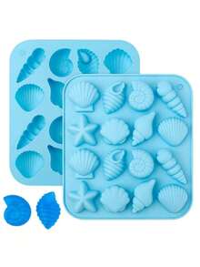2 Packs 12-Cavity Silicone Shell And Starfish Ice Cube Tray Molds, Ocean Theme Silicone Molds, Shell Molds, Handmade DIY, Home Use - A - View 6