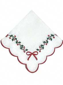 1/2/4pcs Holiday Party Decoration Napkins, Christmas Home Dinner Table Matching Creative Scene Arrangement Decorative Fabric Napkins - White - View 5