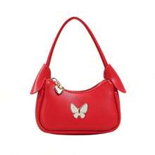 Sweet Mini Handbag For Girls, Fashionable New Butterfly Metal Decor Tote Bag, Zipper Closure PU Versatile Small Bag, Suitable For Daily Use - A - View 13