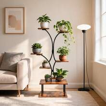 8-Tier Heavy Duty Iron Plant Stand – 154cm Tall Freestanding Flower Shelf, 8-Layer Garden Rack Rustproof Metal Display Unit (73x61x11cm Package) - BRAUN - Übersicht 3