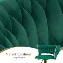 Nalupatio Set Of 4 Luxurious Bar Stools With Velvet Upholstery, Backrest & Footrest – Height Adjustable & Swivel, With Gold Metal Base - Green - 4-piece Set - View 4