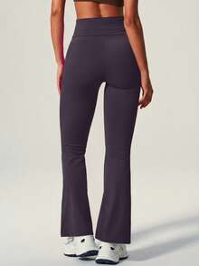 UONNOU Peach Butt-Lifting Flare Leg Jumpsuit, Square Neck Square Neck Backless Yoga Jumpsuit - Purple - View 5