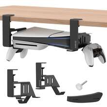 No-Drill Under-Desk Mount Compatible With P5, P5 Slim And P5 Pro, Clamp-Style Metal Console Bracket For Disc And Digital Editions, With Controller And Headphone Hooks, Fits 0.2-2.36 Inch Thick Desktops - View 1
