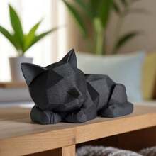 New 3D Printed Sleeping Cat Figurine Cute Statue Modern Design Bookshelf Desktop Geometric Cat Decor - Multicolor - View 1