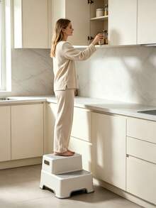 1 Pc / 2 Pcs Multi‑Functional Non‑Slip 2‑Step Stool, Stable Non‑Slip Foot Pads, High Load‑Bearing Capacity, Built‑In Portable Handle, Suitable For Fetching Items In Kitchen And Living Room, Easy To Clean And Space‑Saving,Wash Hands Foot Stool - Random Color - View 8