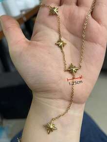 LIEBEIRIS 1pc 18K Gold Plated Y-Shaped Chain Octagram Stainless Steel Women Necklace - Yellow Gold - View 5