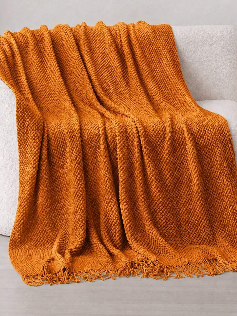 Solid Color Knitted Blanket, Nordic Style Rectangular Office Nap Sofa Blanket, Air Conditioning Blanket, Knitted Small Blanket, Throw Blanket - Mocha Brown - View 1