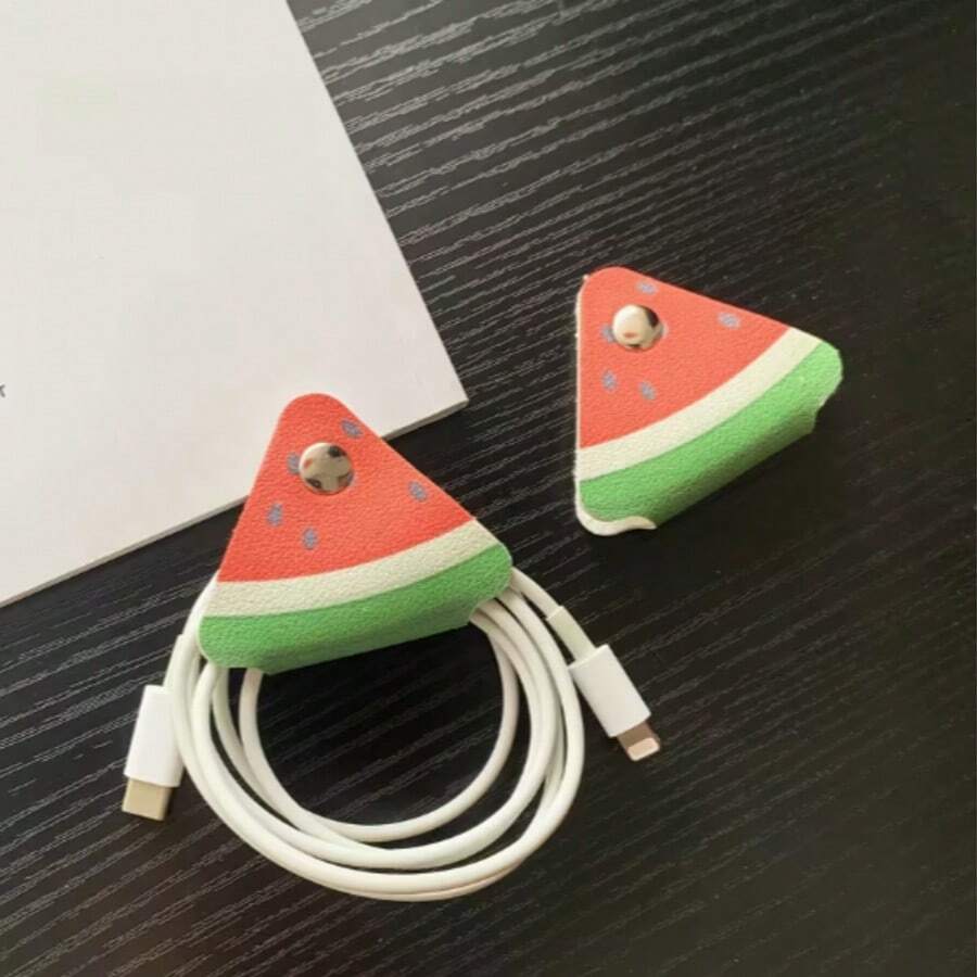 Kẹp tổ chức cáp hình tam giác phong cách Ins họa tiết trái cây mùa hè, nhiều mẫu dưa hấu chanh bưởi cam, giá đỡ lưu trữ cáp dữ liệu nút bấm, công cụ quản lý dây tai nghe di động, phụ kiện chống rối cáp sạc bàn học cho học sinh - Nhiều màu - Xem 1