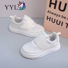 Breathable Mesh Kids' Sports White Sneakers, Lightweight & Durable, Easy On/Off With Hook And Loop Closure - White - View 1