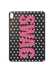 1pc Y2K Millennium Hot Girl Style Black Background White Polka Dot SWAG Fuchsia English Print Tablet Protective Case, Ins Influencer Cool Personalized Full Coverage Anti-Drop Black Matte Soft Shell, Suitable For Personal Use, Birthday Gift Choice; Compatible With Ipad Case, - Black - View 39