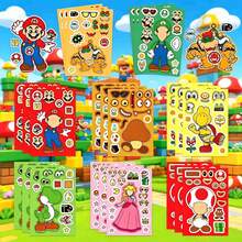 SUPER MARIO BROS. 1set/8pcs Anime . Puzzle Sticker Game Kawaii Makes A Face Sticker Cute Cartoon DIY Puzzle Toy Sticker, The Perfect Holiday Gift For Boys And Girls(Stochastic Style) - Multicolor - View 1