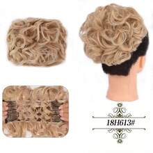 Moño de novia sintético grande y desordenado con rizos, chignon con peine y clips, funda para coleta, extensión de coleta de cabello sintético natural falso - Multicolor - Ver 23