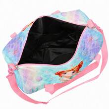Cute Mermaid Princess & Shell Print Girls Travel Bag, Pink Zipper Travel Tote With Top Handle And Shoulder Strap - MERMAIDS-5 - View 8