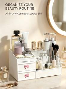 3pcs/1pc Large Capacity Drawer-Style Cosmetic Storage Box, Plastic Makeup Organizer, Lipstick Holder, Office Supplies Storage Box, Jewelry Box, Suitable For Vacation Beach, Bathroom, Bedroom And Other Places, Halloween Gift, Christmas Gift - Multicolor - View 6