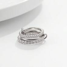1pc Luxury Fashion 18K Gold Diamond Ring, Waterproof Non-Fading Stainless Steel Multi-Layer Ring, Suitable For Daily And Party Wear, Holiday Gift - Ring - View 9
