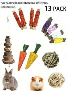 Happy Little Pet Rabbit Small Animal Chew Toy Grinding Toy, Small Pet Toy, 3pcs/6pcs/8pcs/13pcs Small Animal Grinding Gift - Multicolor - View 7
