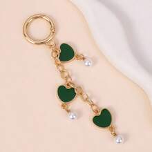 1pc Women's Ins Style Macaron Color Heart Pearl Keychain Drip Oil Heart-Shaped Chain Bag Pendant Personalized Bag Accessory Best Friend Gift - Multicolor - View 10