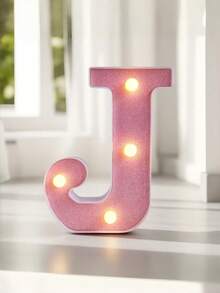 1pc Pink Sequin Glowing Letter/Number Desktop Decorative Night Light, Romantic Proposal Birthday Party Atmosphere Light, Guide Light - Q2-pink Letter Light - View 42