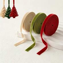 3 Rolls Velvet Ribbon, 1cm Wide, 600cm Total Length, Premium Christmas Ribbon For Christmas Tree Decoration, Gift Wrapping, Wreath Accents - Multicolor - View 4